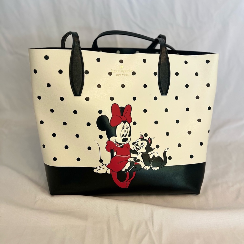 Kate Spade Polka Dot Tote with Minnie Mouse - Black, White, Red